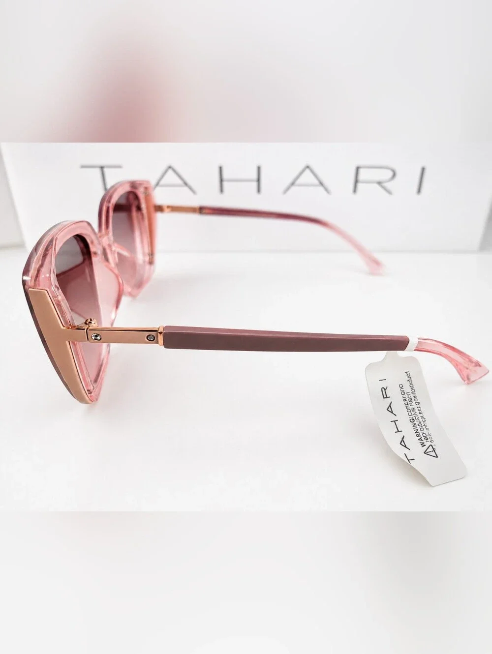 Tahari Contemporary Luxury Oversized Pink Rose Gold Ombre Sunglasses NWT